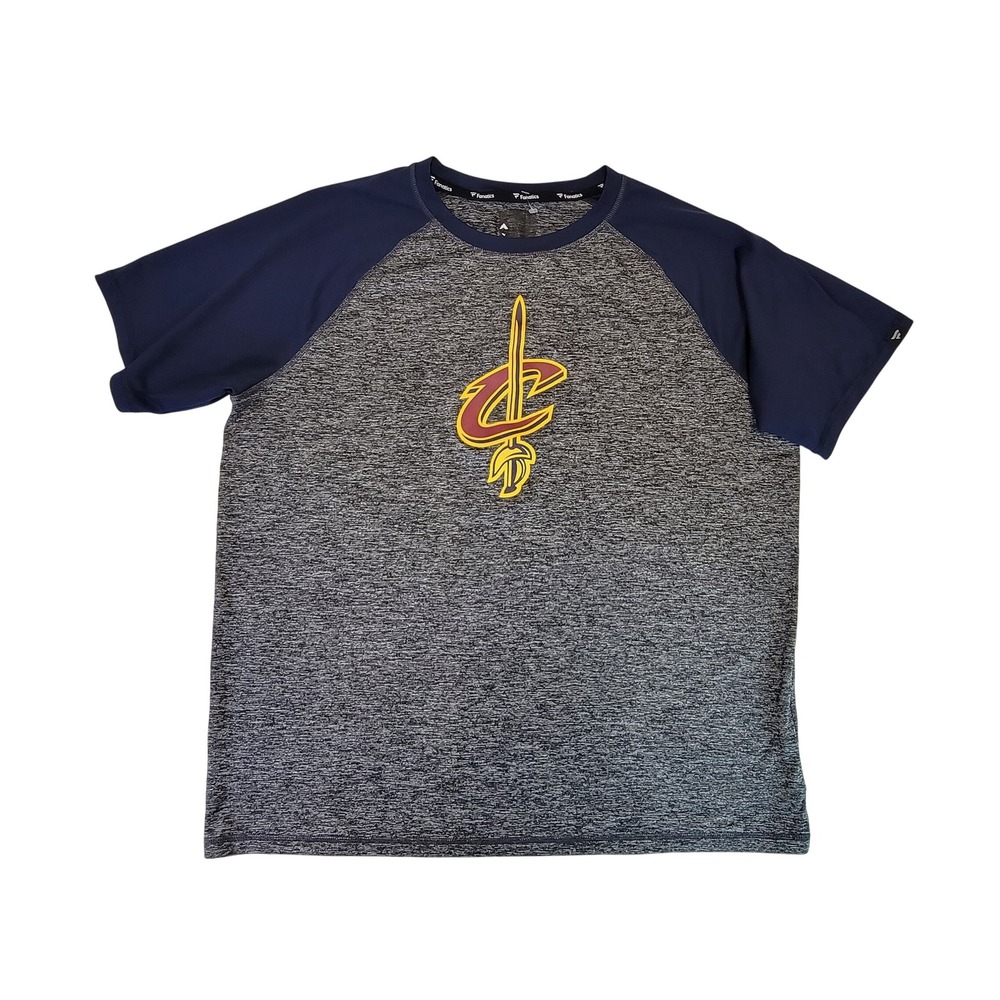 Fanatics Cleveland Cavaliers Mens 2XL Gray Navy Raglan Basketball T Shirt